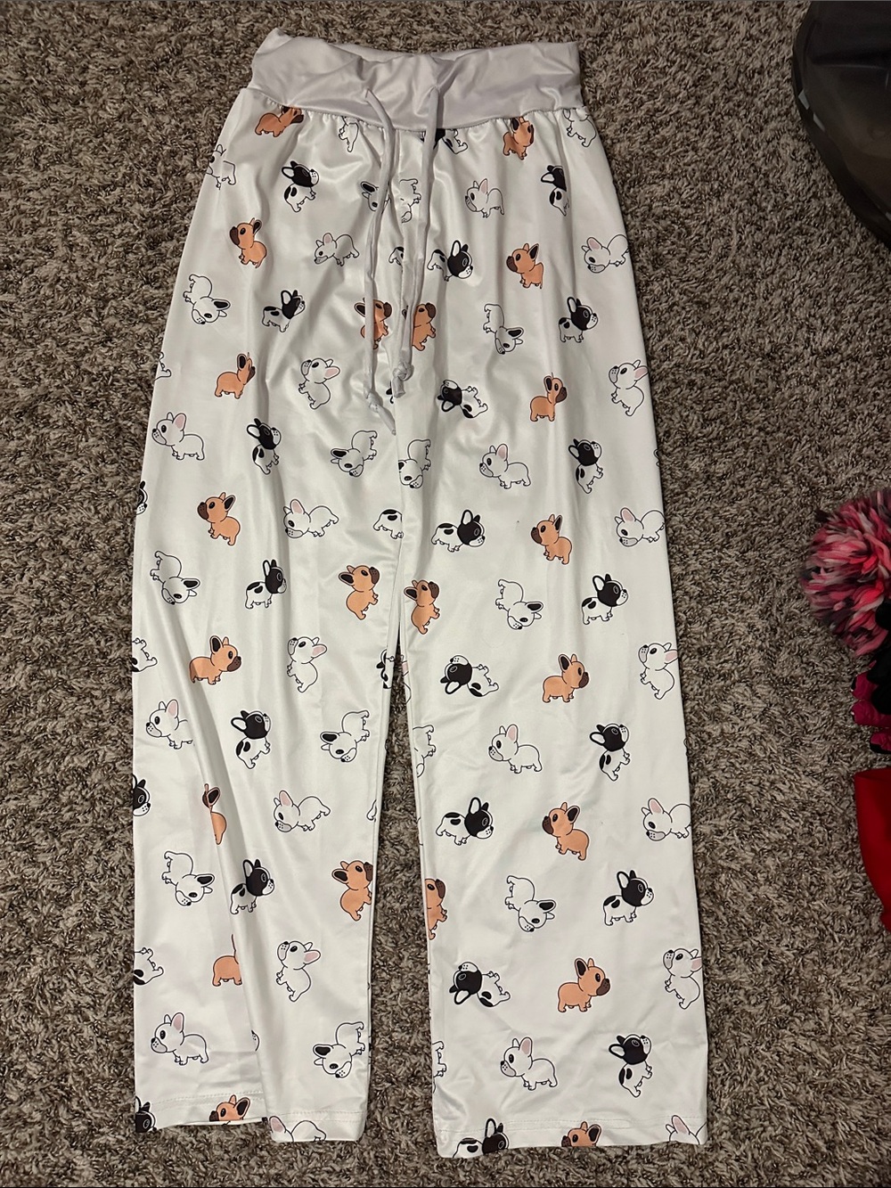 Women’s Small Silk Dog Printed Pajama Pants